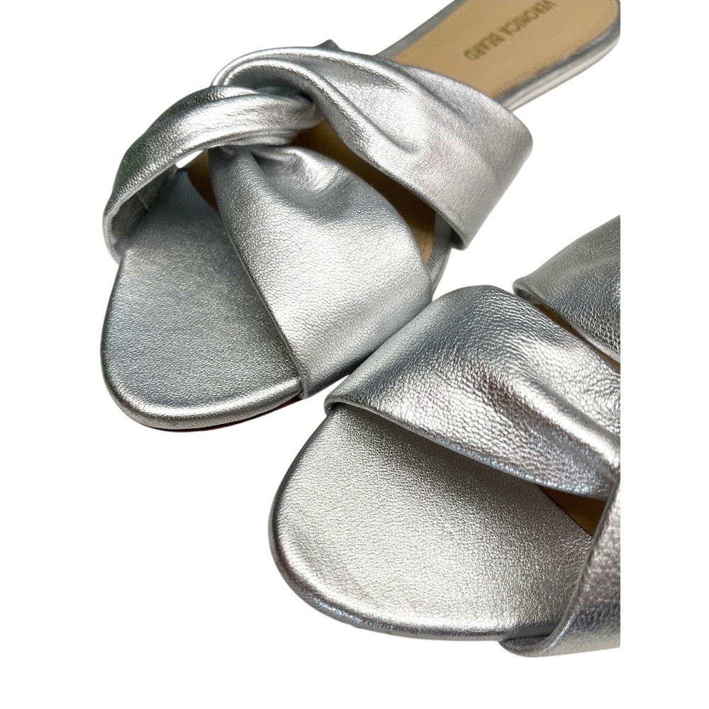 New VERONICA BEARD Seraphina Twisted Metallic Slide Sandals in Silver 6 - Picture 5 of 9